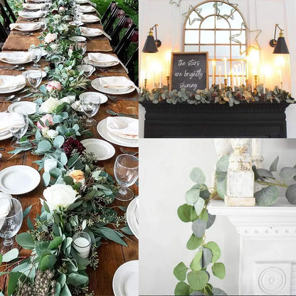 Artificial Eucalyptus Garland 70-Inch Greenery Strand Set of 2 for Mantel Staircase Wedding Party Home Decoration