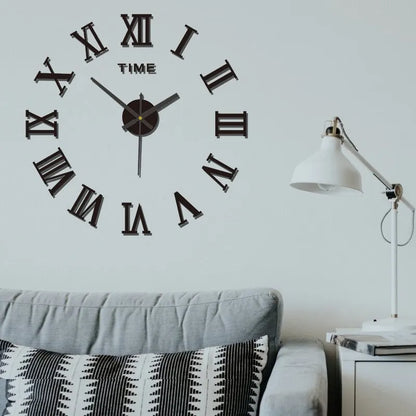 DIY 3D Roman Numeral Timepiece 16 Inch Self-Adhesive Acrylic Numbers Mirror Finish for Bedroom Office Living Space Home Decor No Drilling Ne