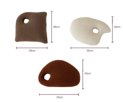 Fluffy Pebble Floor Cushions in Stone Shape | Plush Pillows for Home Decor