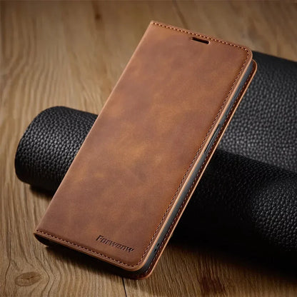 Magnetic Leather Wallet Case for Samsung Galaxy with Card Slots & Flip Cover | Premium Folio Protection for Galaxy S24 Ultra S23 S22 S21 S20