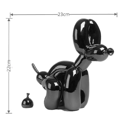 Metallic Resin Balloon Dog Sculpture for Shelf, Mantel & Tabletop Display in Modern Contemporary Living Rooms