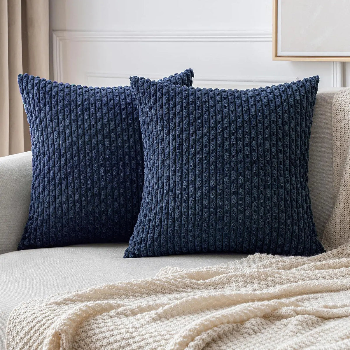 Corduroy Pillow Cover Ribbed Texture Decorative Throw Cushion Case Bohemian Striped Design for Couch Sofa Bed Chair Living Room Bedroom