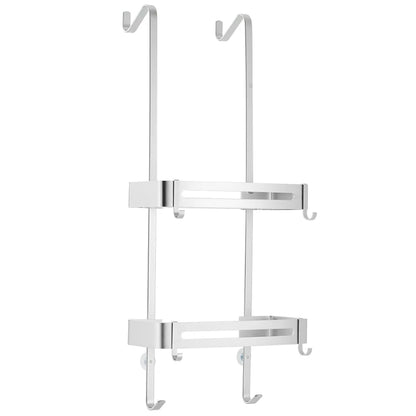Over-Door Shower Caddy Aluminum 38 in Tall No-Drill Bathroom Organizer for Shampoo Toiletries Glass Door Mount 2-3 Tier Storage Rack