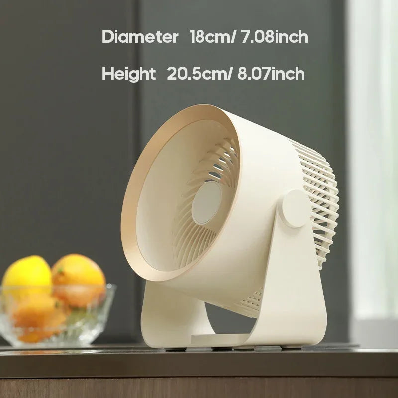 USB-C Rechargeable Desktop Fan with 180° Tilt Head for Bedroom Office Bathroom Quiet Cordless Portable Air Circulator Wall Mount