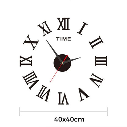 DIY 3D Roman Numeral Timepiece 16 Inch Self-Adhesive Acrylic Numbers Mirror Finish for Bedroom Office Living Space Home Decor No Drilling Ne