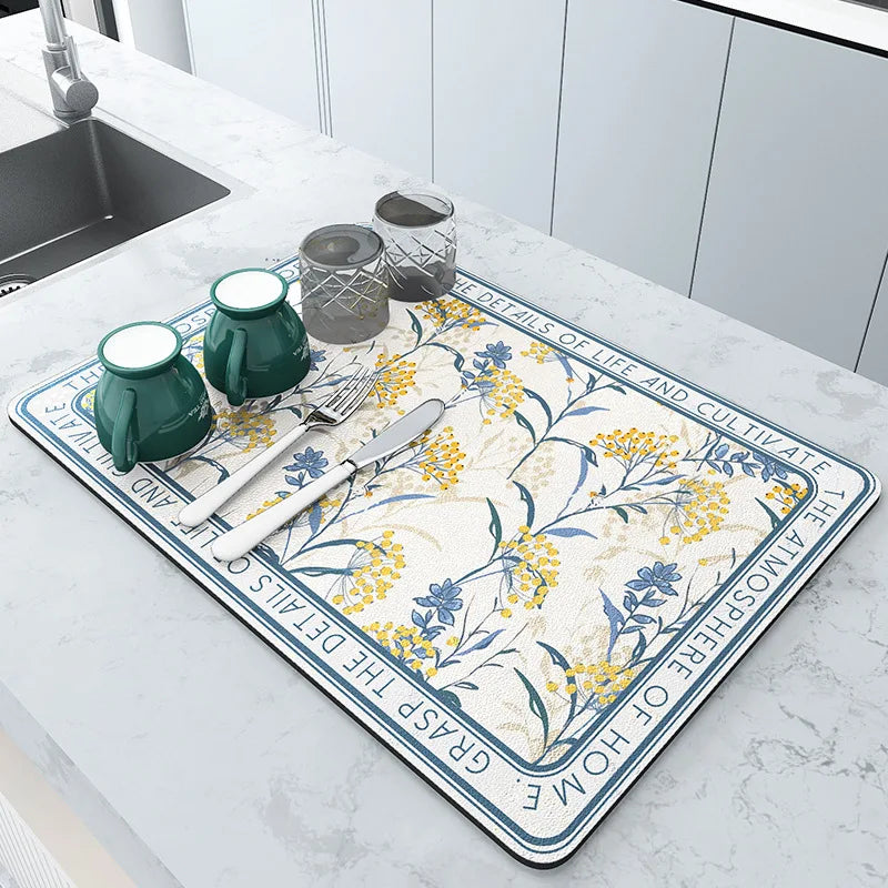 Sink Area Floor Runner 20×24 inch Green Microfiber Ultra-Absorbent Quick-Dry Anti-Slip Backing Machine Washable for Kitchen Dishwasher Cookt