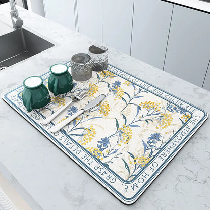 Sink Area Floor Runner 20×24 inch Green Microfiber Ultra-Absorbent Quick-Dry Anti-Slip Backing Machine Washable for Kitchen Dishwasher Cookt