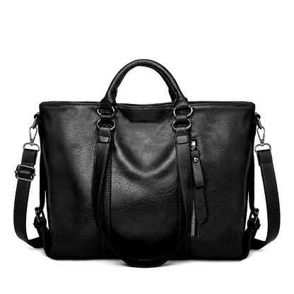 Spacious Leather Shoulder Bag for Women – Everyday Tote with Adjustable Strap & Interior Pockets for Work, Travel & Shopping