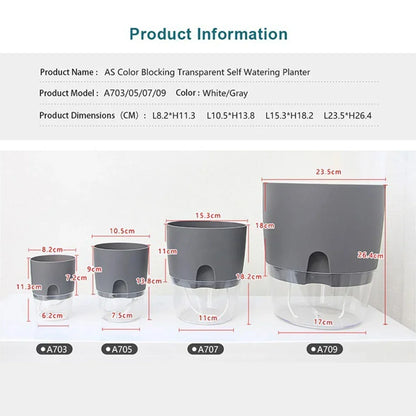 Indoor Plant Pot with Built-In Water Reservoir 9.3 Inch Tall for Succulents Herbs Houseplants Home Office Desktop Automatic Moisture Control