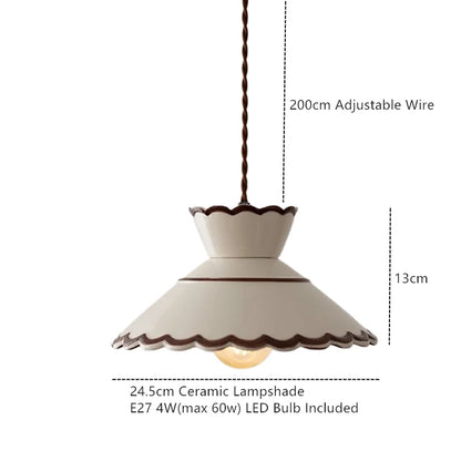 Ceramic Hanging Light Fixture with Unique Floral Designs for Kitchen, Dining Room, Cafe | Artisan Crafted Copper Hardware Pendant Lamp