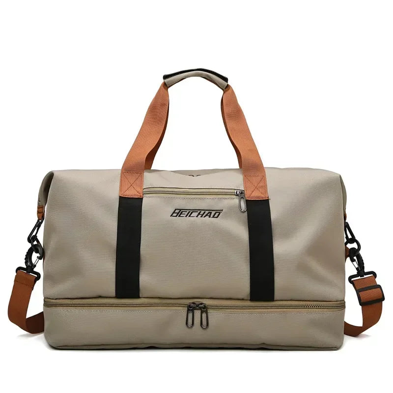 Women's Gym Duffel Bag with Shoe Compartment – Wet/Dry Separation Travel Bag, Shoulder & Crossbody Carry for Workout, Weekend Trips