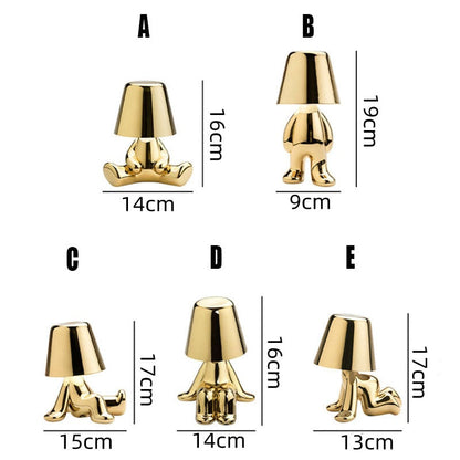 USB Rechargeable Touch Dimming Nightstand Lamp 5.5 in Portable Wireless LED Mood Light for Bedroom Desk Reading Corner Metal & Resin Sculptu
