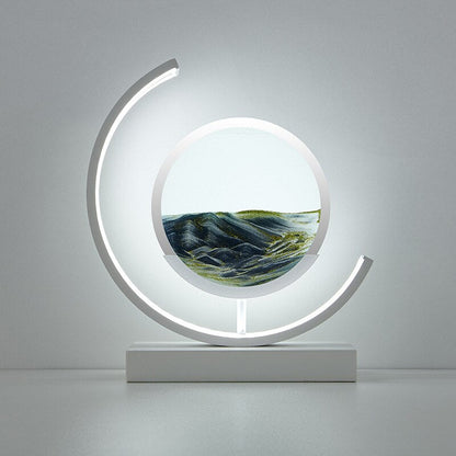 Rotating Sand Art LED Desk Lamp – Motion Sculpture with Warm Light for Office, Bedroom & Living Room Décor