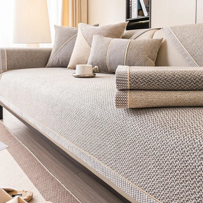 Quilted Furniture Protector 28 x 59 in Non-Slip Cotton Blend Couch Cover for Sofa Seats Armrests Backrests Pet-Friendly Sectional Loveseat S