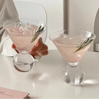 Crystal Cocktail Coupe with Globe Bowl 4 in Stemmed Barware for Martinis Home Bar Entertaining Premium Drinkware Clear Glass