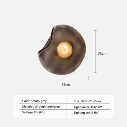 Modern Glass Wall Sconce LED Light Gray Blue Amber Finish for Bedroom Bathroom Kitchen Foyer Hallway Contemporary Lighting Fixture