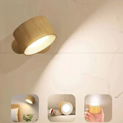 Rechargeable Magnetic Wall Sconce with 360° Swivel Head – Dimmable LED Light, Touch or Remote Control, Cordless Design for Bedroom, Living
