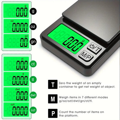 Digital Pocket Scale 1000g x 0.1g Precision Kitchen Food Jewelry Scale with Backlit LCD Display for Travel Weighing Grams Ounces