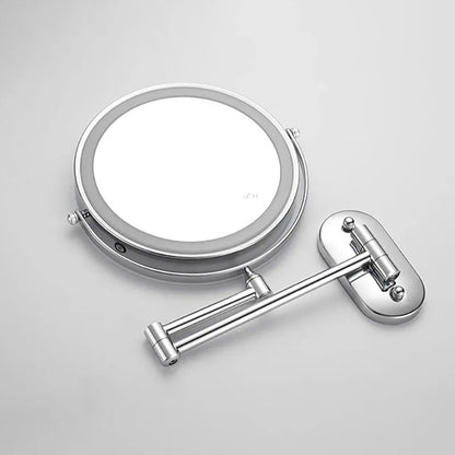 LED Lighted Bathroom Mirror 8 Inch with Magnification Touch Control USB Rechargeable Wall Mount Vanity Mirror for Makeup Application Skincar