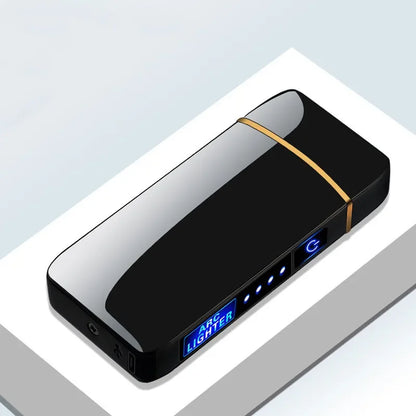 Rechargeable Dual-Arc Plasma Lighter with Touch Sensor & LED Display for Candles, Pipes & Outdoor Use