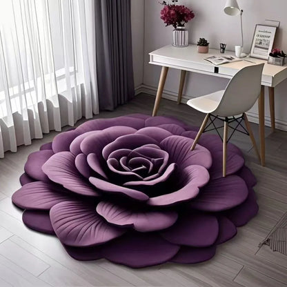 Rose Petal Bath Mat – Soft Microfiber Non-Slip Rug for Bathroom Decor, Machine Washable Floral Design for Shower, Bedroom, Entryway