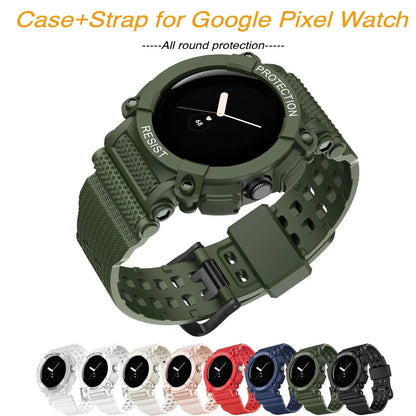 Protective Strap & Shell Combo for Pixel Watch – Matching Band & Bumper Case