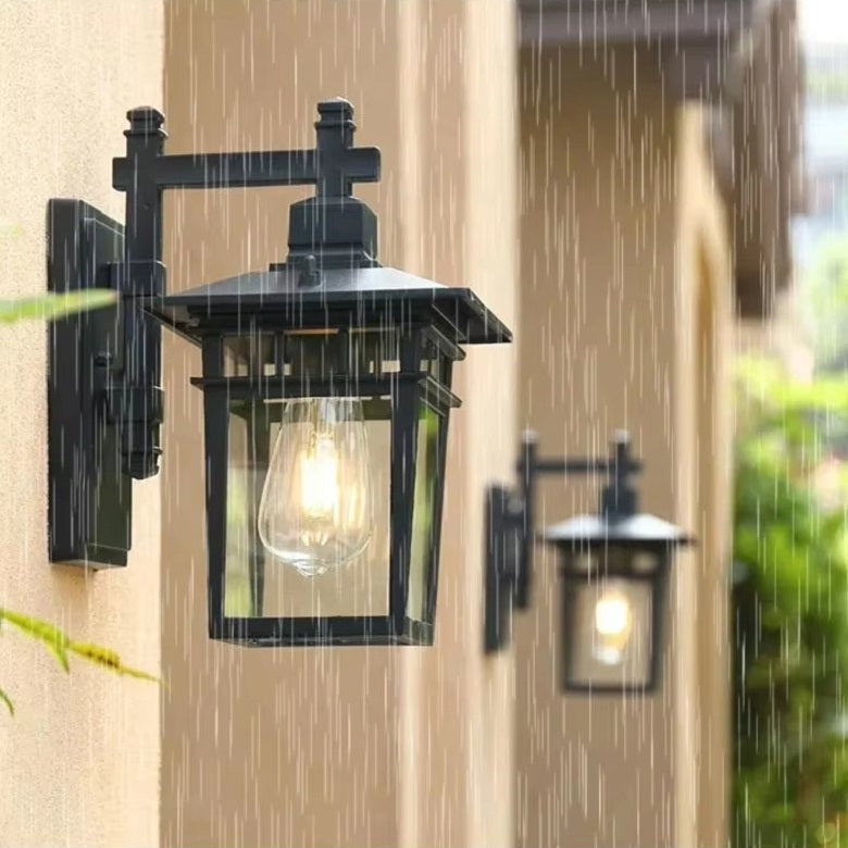 Outdoor Sconce Lantern E27 Socket Cast Metal Housing 15 in Height Weather Resistant Fixture for Entryway Porch Patio Garden Pathway Lighting