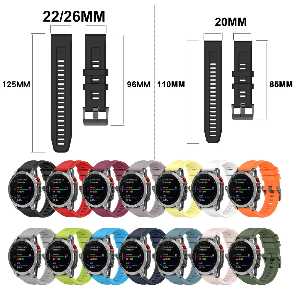 Silicone Fitness Watch Strap Replacement Band Compatible with Fenix, Instinct & Venu | Quick-Release Pin | Sweat-Resistant | For Outdoor