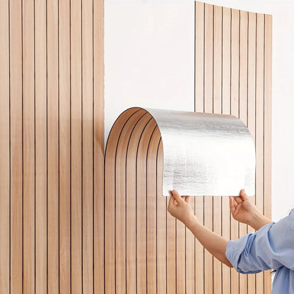 Self-Adhesive Vinyl Slatted Panel 16 in x 118 in Peel and Stick Textured Covering for Walls Ceilings Cabinets Waterproof Mold-Resistant PVC