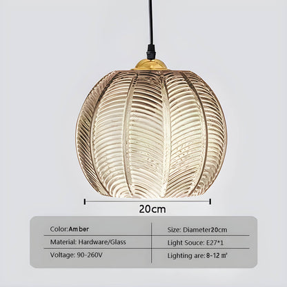 Fluted Globe Hanging Fixture Green Textured Glass Shade 10-Inch E27 Socket Dining Kitchen Island Overhead Lighting for Modern Retro Interior