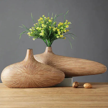 Handcrafted Desert-Inspired Elongated Decorative Bowl with Wood-Grain Texture for Modern Home Decor