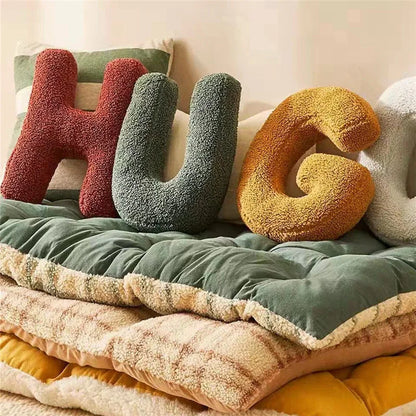 Letter-Shaped Velvet Throw Pillow — Personalized Initial Cushion for Couch, Bed & Nursery Décor