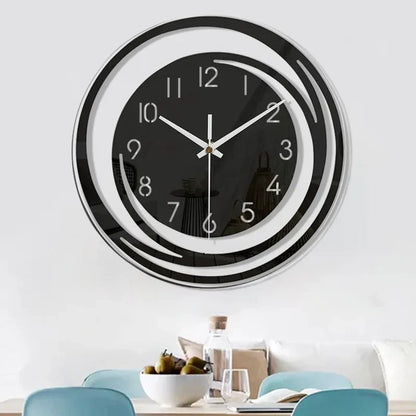 Black Acrylic Wall Clock Modern Geometric Silent Non-Ticking Scandinavian Home Decor for Living Room Bedroom Office