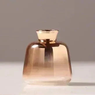 Rose Gold Glass Bud Vase 4 Inch Tall Metallic Gradient Floral Holder Tabletop Accent Small Decorative Vessel for Fresh Cut Flowers & Dried S