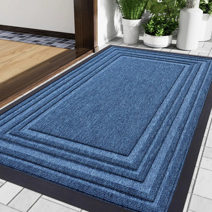 Rubber Entry Mat Slip-Resistant Low Profile for Front Door Back Door Patio Garage Hallway Mud Scraper Floor Protection