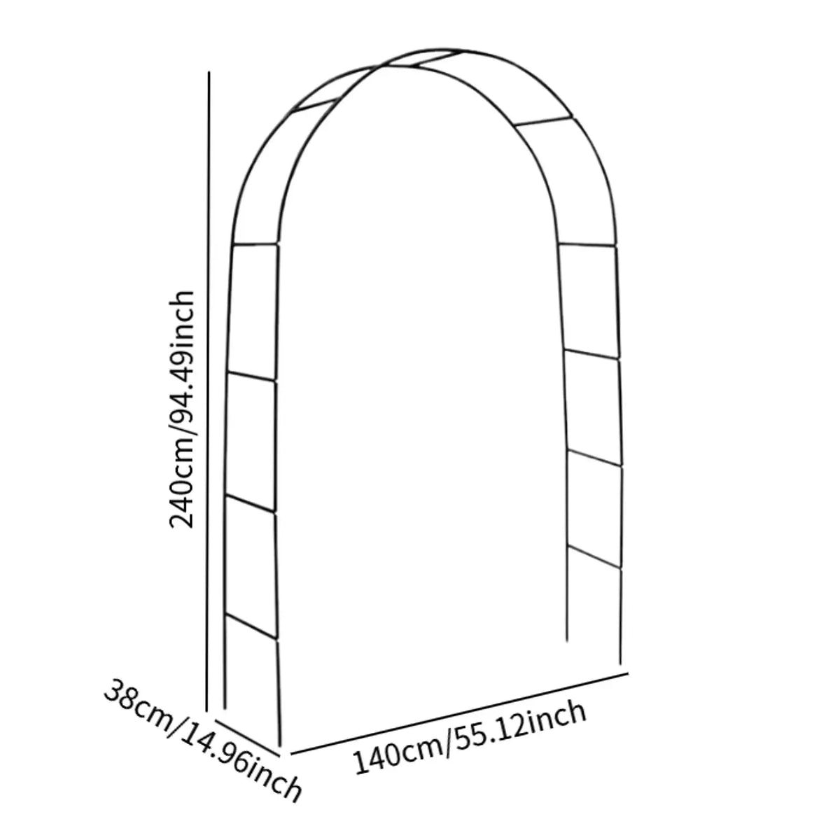 Metal Arbor for Climbing Roses and Vines Gothic Style 94.5 in Tall Outdoor Walkway Structure for Garden Pathways Weddings Patio Entrances