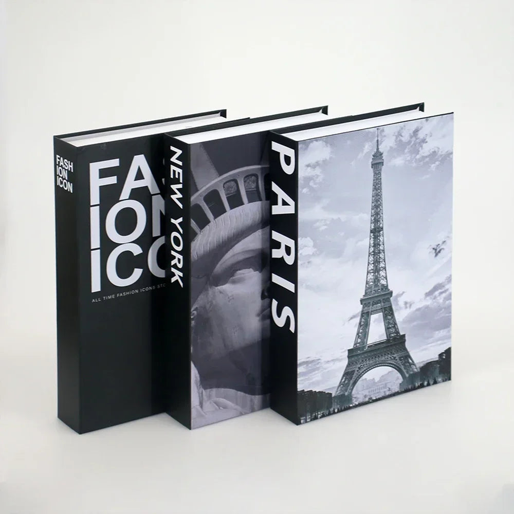 Hollow Cardboard Book Stack 3-Piece Display Set for Shelf Styling Coffee Table Accent Modern Home Interior Staging Props