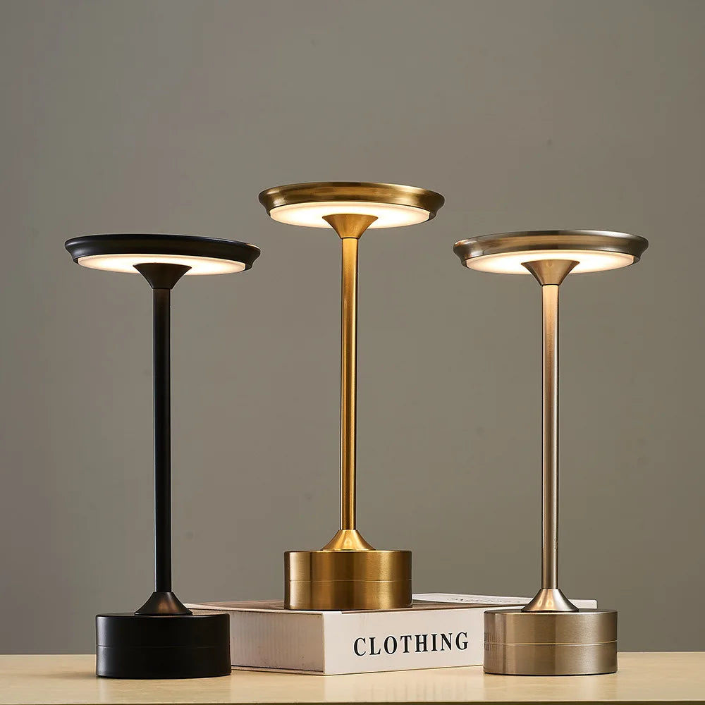 Rechargeable LED Desk Lamp with Touch Control - 3 Brightness Levels & Adjustable Color Temperature - Compact Metal Design for Nightstand, Of