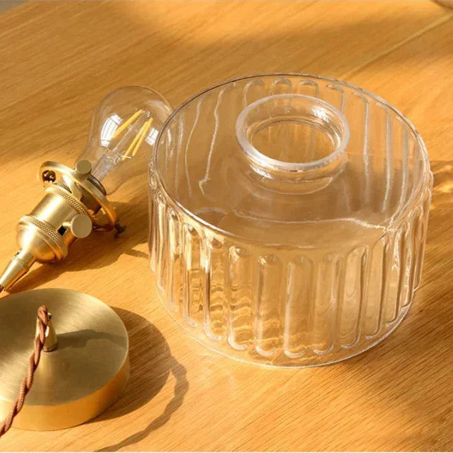 Glass Dome Drop Light E27 Socket Adjustable Cord 7-Inch Shade Textured Finish Kitchen Island Dining Area Copper Accent