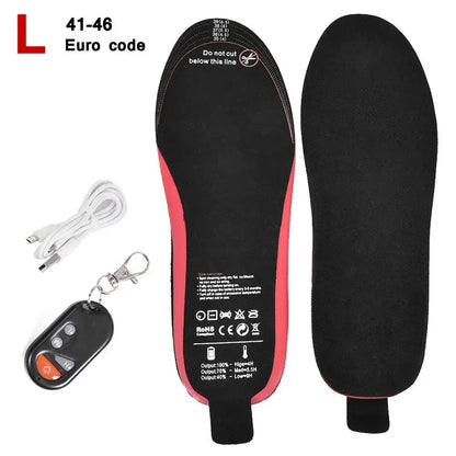 Rechargeable Heated Insoles with Remote Control | 3 Temperature Settings | Trimmable Electric Foot Warmers for Winter Outdoor Activities &
