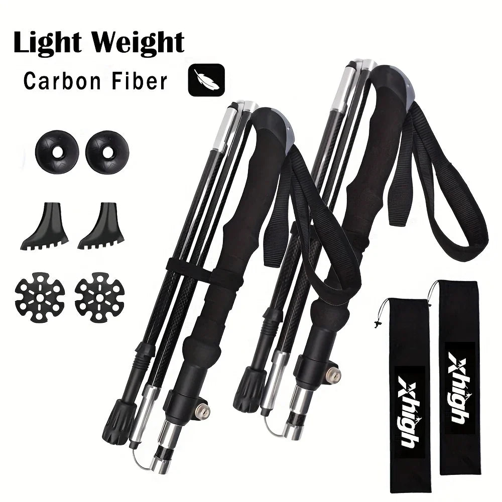 Adventure Gear | Lightweight Carbon Fiber Trekking Poles with Quick Flip Lock | Adjustable Hiking Sticks for Stability and Comfort