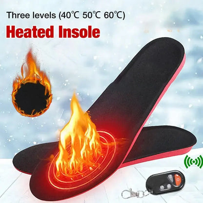 Rechargeable Heated Insoles with Remote Control | 3 Temperature Settings | Trimmable Electric Foot Warmers for Winter Outdoor Activities &