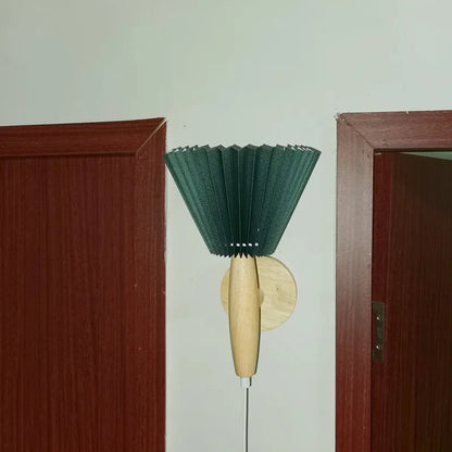 Ortekor Nordic Elegance | Wooden Wall Sconce with Pleated Shade for Cozy Ambiance