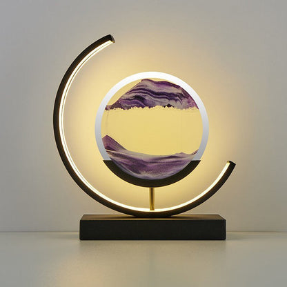 Rotating Sand Art LED Table Lamp | Mesmerizing 3D Liquid Motion Desk Light with Acrylic Frame | Modern Accent Lamp for Bedroom Living Room