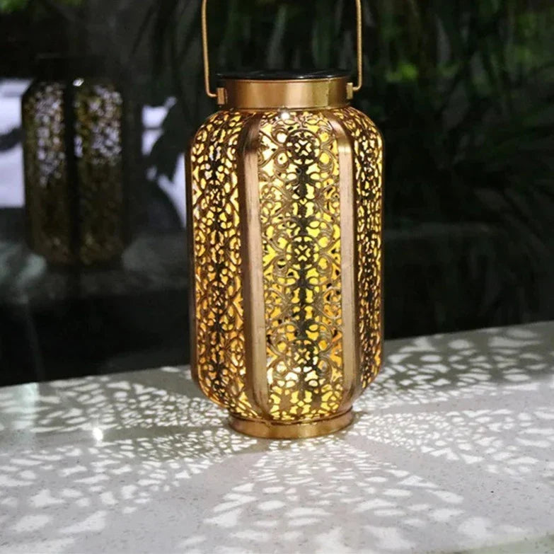 Solar Powered Garden Lantern Set Black Metal Decorative Light for Patio Pathway Balcony Hanging or Tabletop Warm Glow Wireless LED Dusk to D