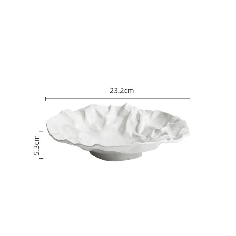 Handcrafted Ceramic Dining Bowl with Ocean-Inspired Texture for Salads Soups Fruit Centerpiece Home Kitchen Tableware Decor