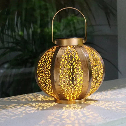 Solar Powered Garden Lantern Set Black Metal Decorative Light for Patio Pathway Balcony Hanging or Tabletop Warm Glow Wireless LED Dusk to D