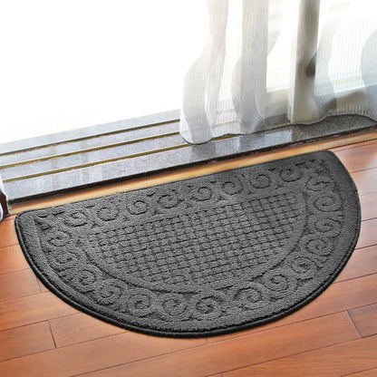 Semicircle Doormat Non-Slip Polyester Entry Mat for Front Door Kitchen Bathroom