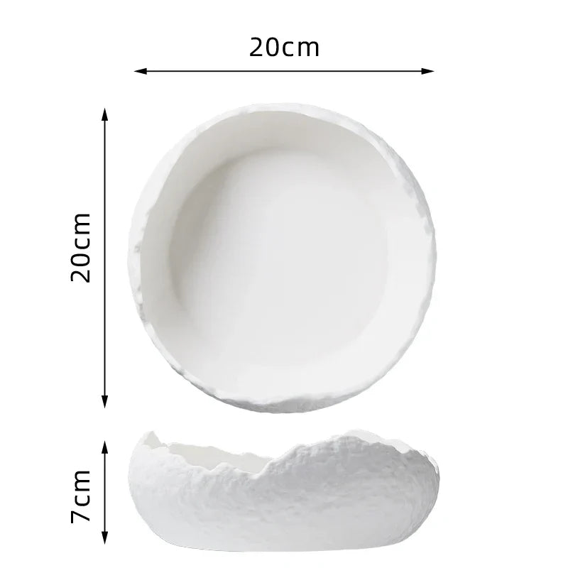 Porcelain Serving Bowl 8 Inch Round Dish for Salads Soups Desserts Appetizers Snacks Kitchen Dinnerware White Black