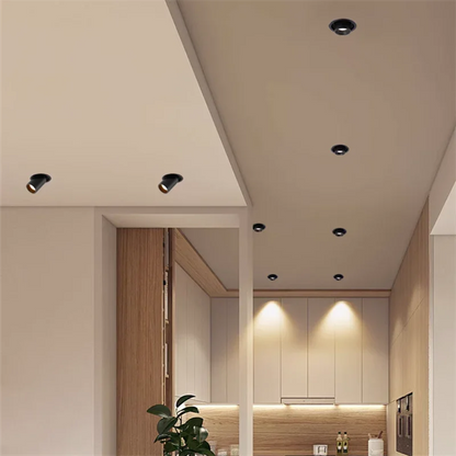 Flush Mount LED Downlight Cast Aluminum Dimmable Recessed Ceiling Fixture Adjustable Brightness Low Profile Modern Indoor Lighting for Kitch